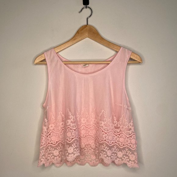Forever 21 Pink Lace Tank Top - Picture 1 of 7